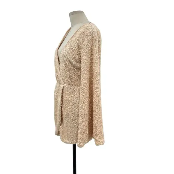 Michael Costello x Revolve Valerie Dress Mini Long Sleeve Sequin Ivory Medium - Picture 5 of 15